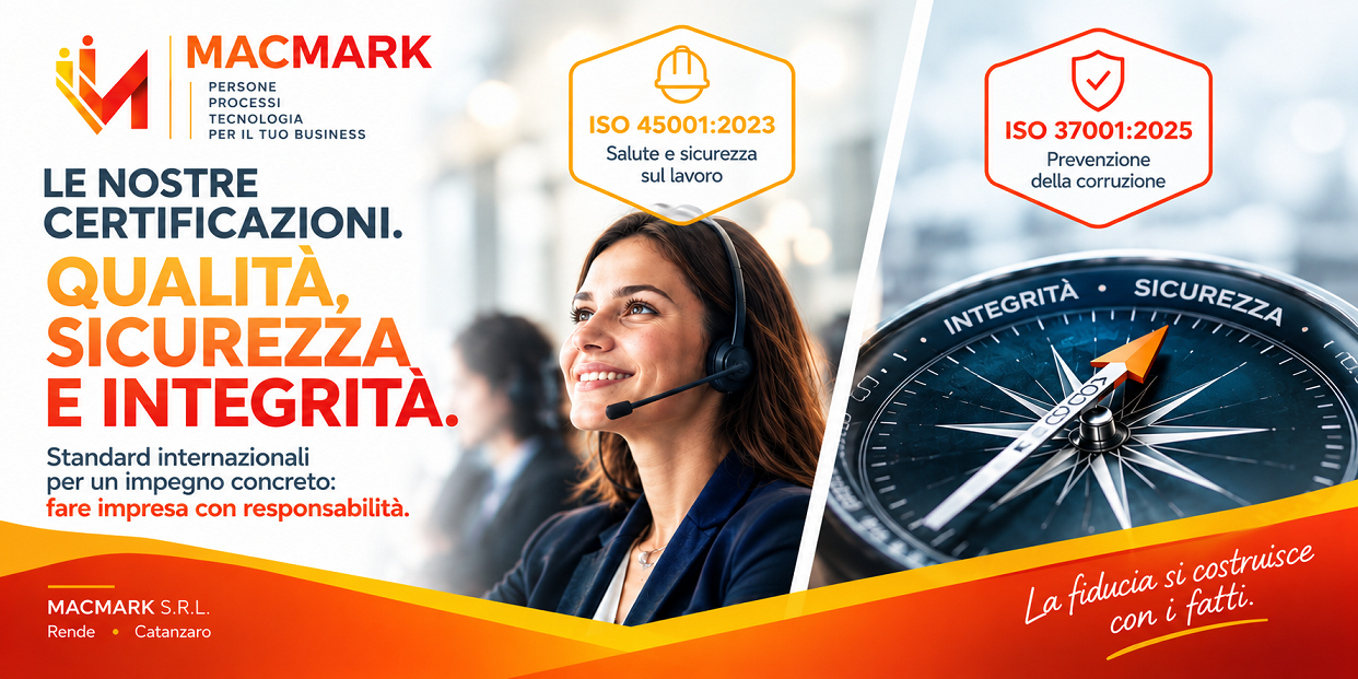 Macmark rafforza il proprio sistema di gestione: ottenute le certificazioni ISO 45001:2023 e ISO 37001:2025